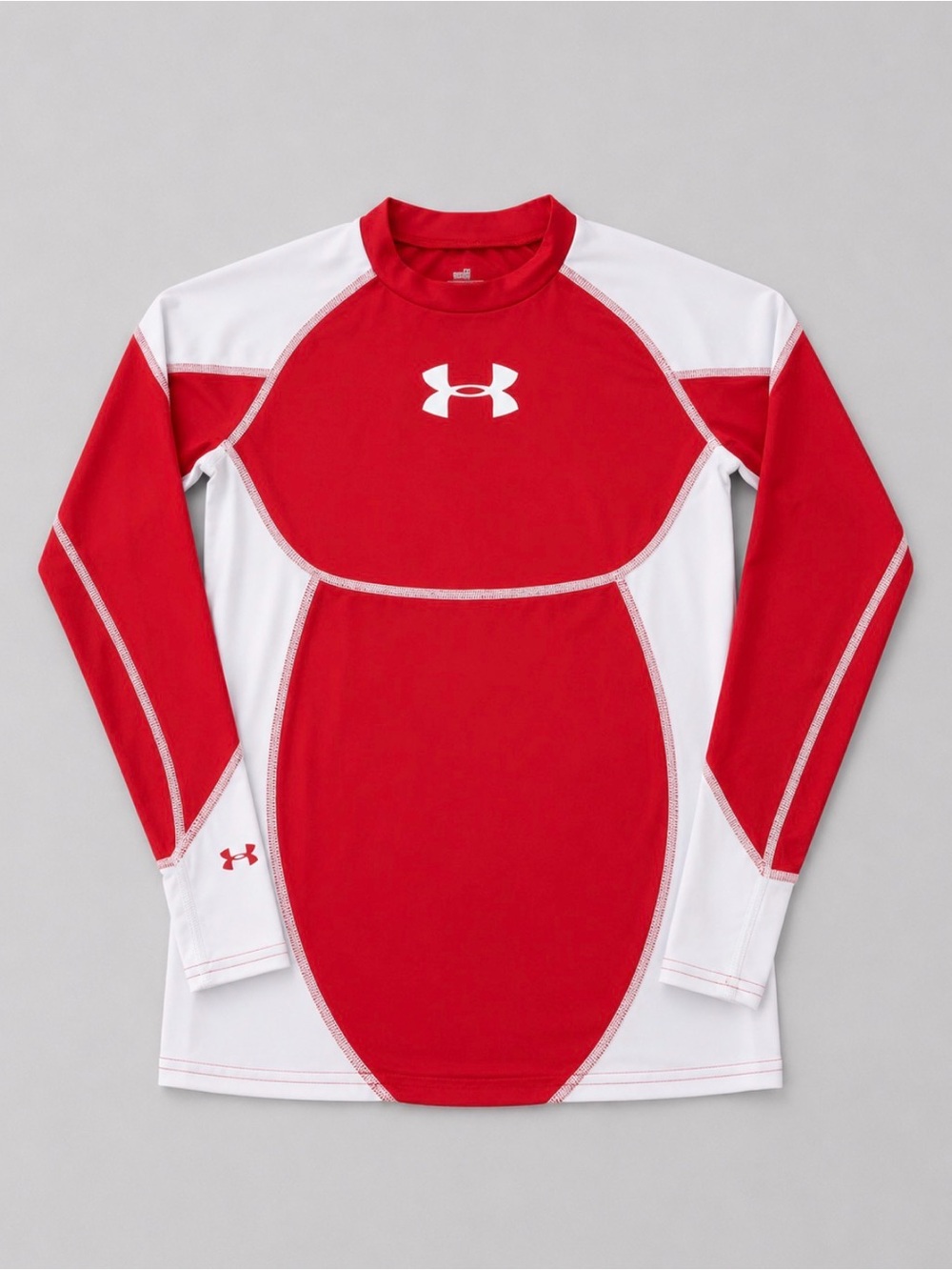 Under Armour Red and White Long Sleeve Performance Tee - Kids